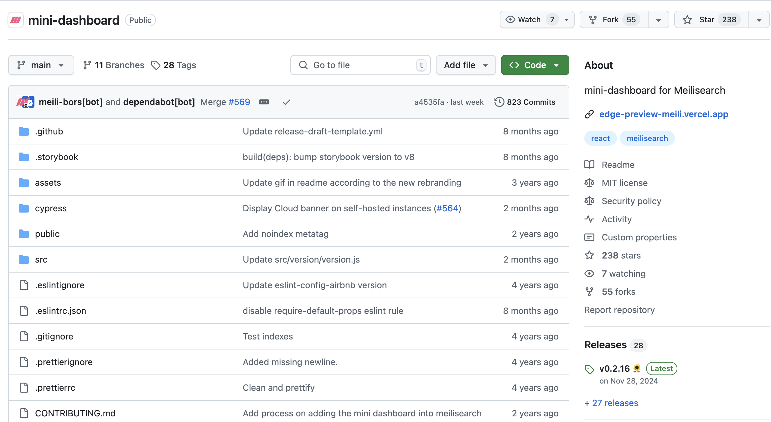 Build meilisearch mini-dashboard static site image